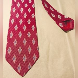Vtg Giorgio Armani Cravatte Silk Tie Necktie MADE IN ITALY Maroon Red & Blue